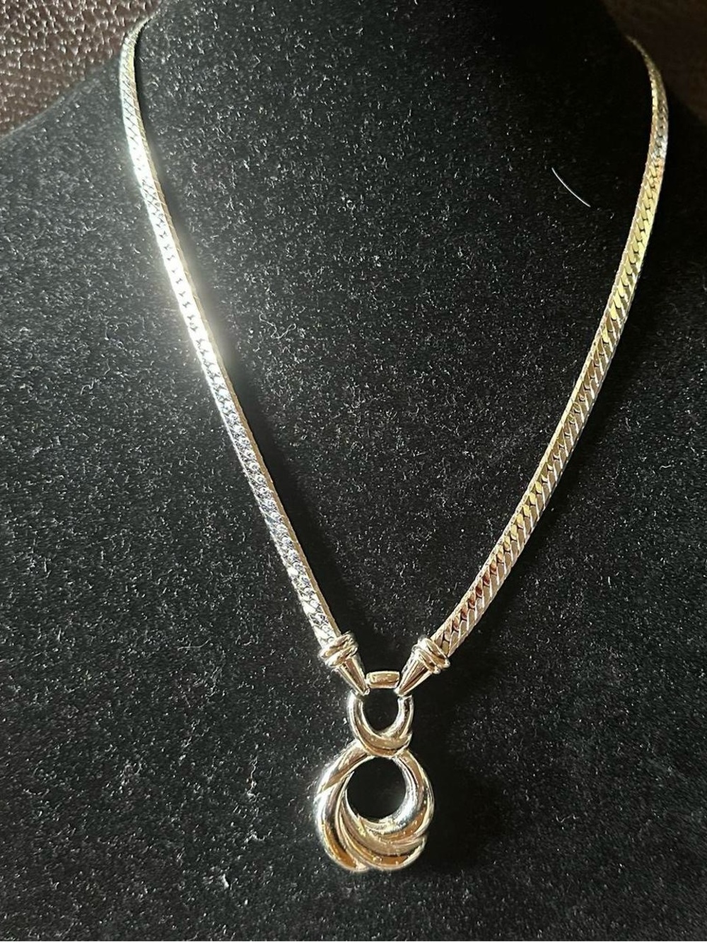 Vintage silver tone metal unique necklace.